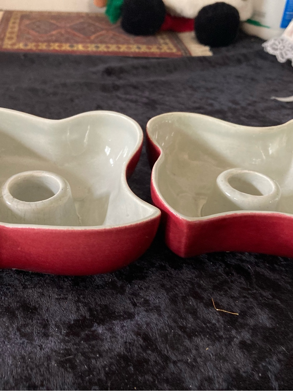 Red Wing Pottery Modernist Star Shaped Taper Candle Holder Set Vintage USA B1411